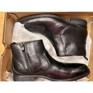 Clarks Whiddon Zip Waterproof Ankle Boots Black Leather Men's 8 M Sleek Career